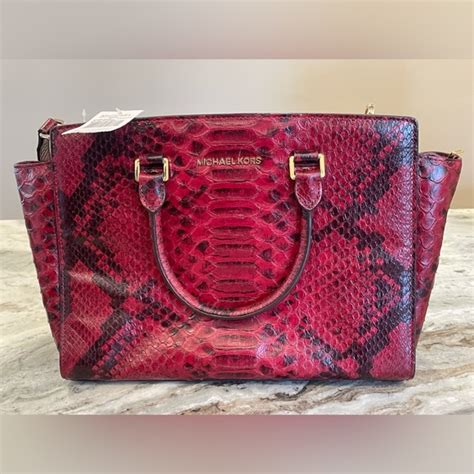 MICHAEL KORS Cinnabar Anaconda Selma Large Tote Purse